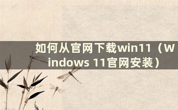 如何从官网下载win11（Windows 11官网安装）